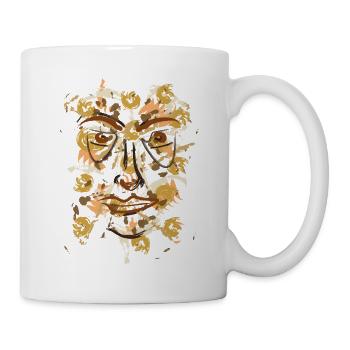 Abstraktes Porträt Erdiges Pinsel-Design - Tasse - Weiß - Rechts