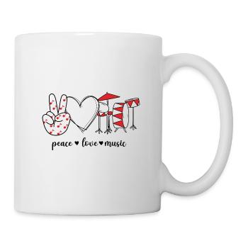 Peace Love Music Schlagzeug - Tasse - Weiß - Rechts