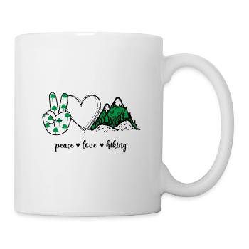 Peace Love Hiking Wanderer Wandern Berge - Tasse - Weiß - Rechts
