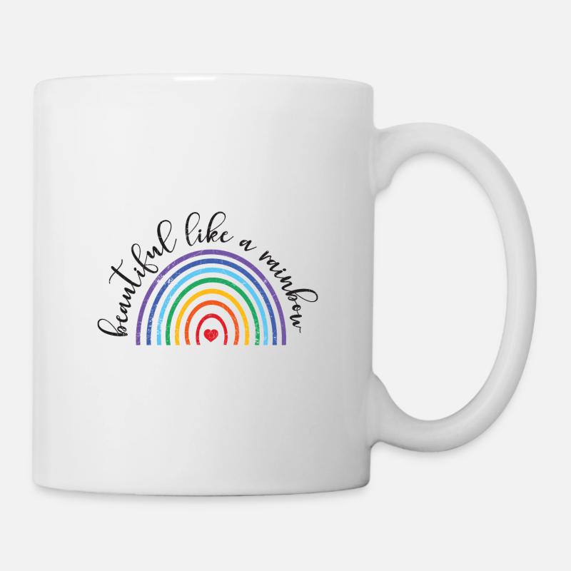 SCHÖN WIE REGENBOGEN LGBT PRIDE SPRUCH GESCHENK - Tasse - Weiß