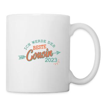 Bester Cousin 2023 Baby Schwangerschaft Kind Junge - Tasse - Weiß - Rechts