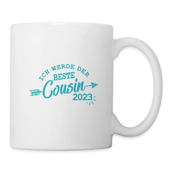Bester Cousin 2023 Baby Schwangerschaft Kind Junge - Tasse - Weiß - Rechts