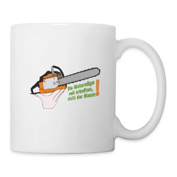 Chainsaw humor without background - Mug - white - Right