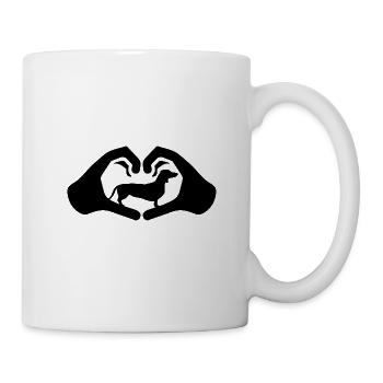 Dackel Hände Herz - Tasse - Weiß - Rechts