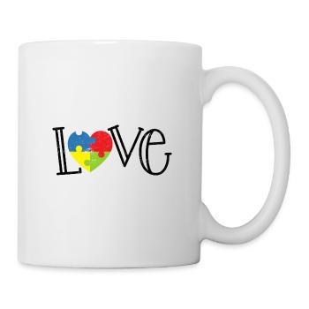 LIEBE AUTISMUS PUZZLE HERZ GEBURTSTAG ADHS MOTIVE - Tasse - Weiß - Rechts