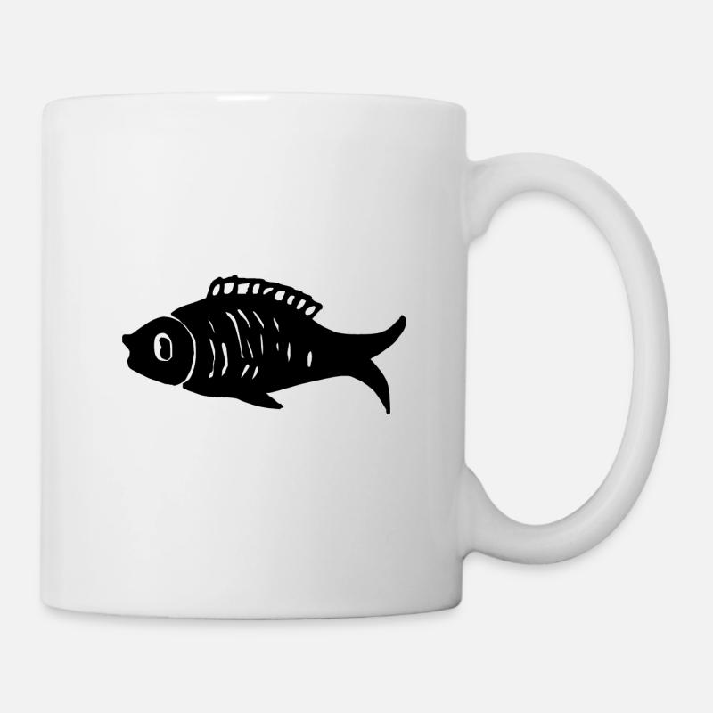 Fisch schwarz Silhouette Geschenk - Tasse - Weiß