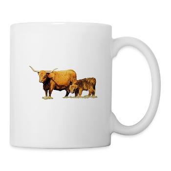 Kuh mit Kalb - Tasse - Weiß - Rechts