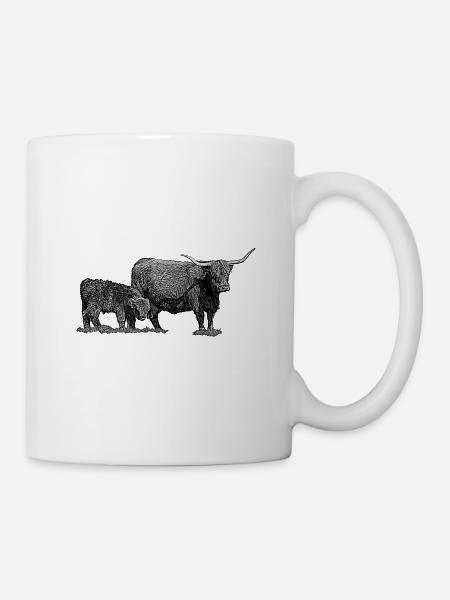 Kuh mit Kalb - Tasse - Weiß