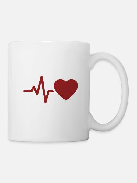 Herzschlag EKG | Liebe zur Medizin Symbol - Tasse - Weiß