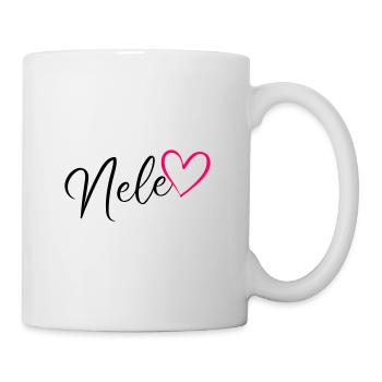 Nele Name Vorname Herz Pink - Tasse - Weiß - Rechts