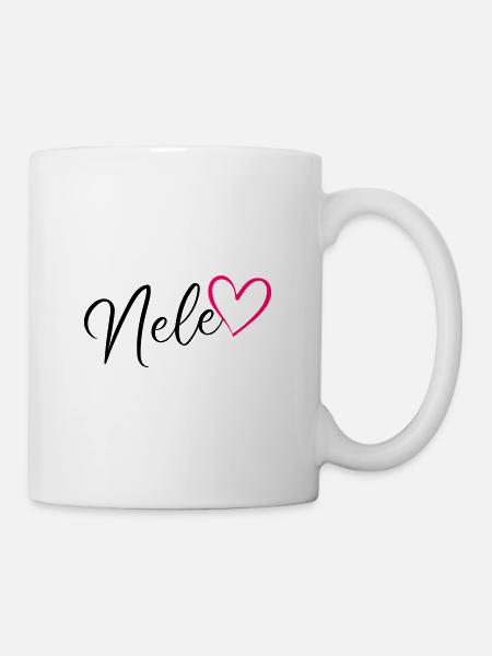 Nele Nom de famille Prénom Coeur Rose - Mug blanc - blanc