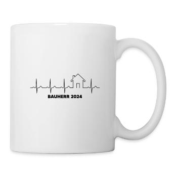 Bauherr 2024 EKG Baustelle Hausbau Eigenheim Bau - Tasse - Weiß - Rechts