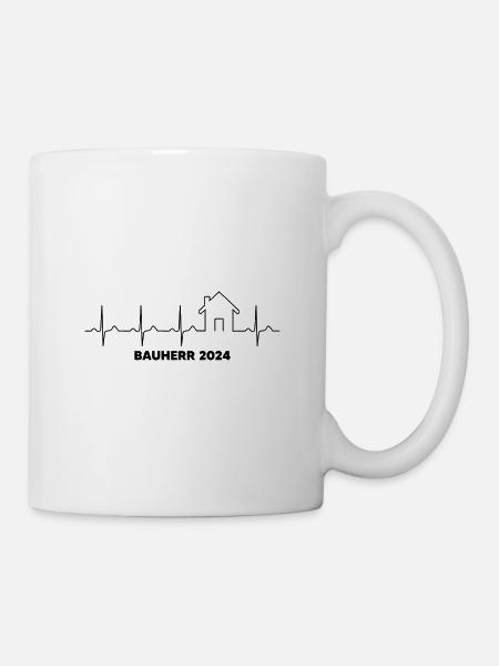 Bauherr 2024 EKG Baustelle Hausbau Eigenheim Bau - Tasse - Weiß