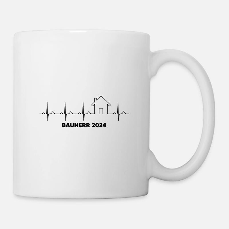 Bauherr 2024 EKG Baustelle Hausbau Eigenheim Bau - Tasse - Weiß