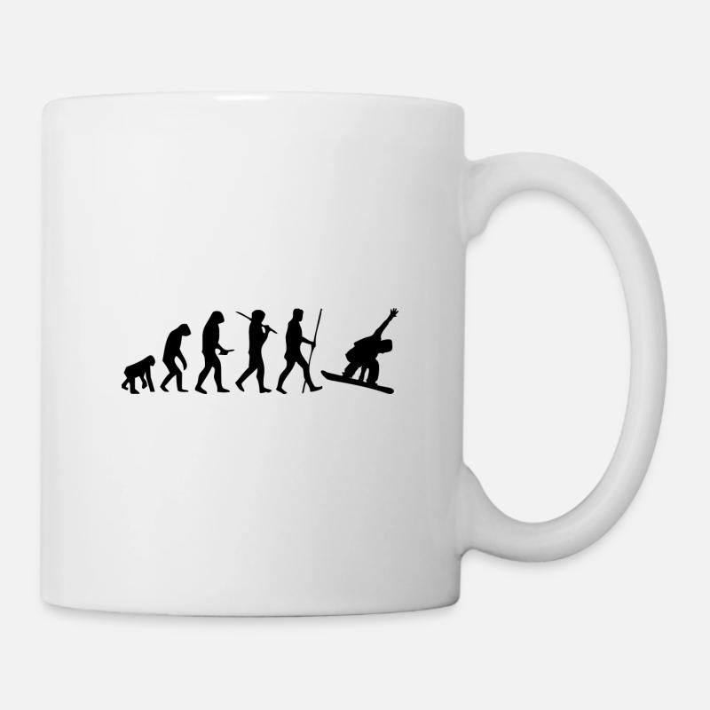 Wintersport - Snowboard - Evolution - Symbol - Tasse - Weiß