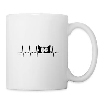 Miau EKG Katze Kätzchen Kater Katzenaugen Katzen - Tasse - Weiß - Rechts