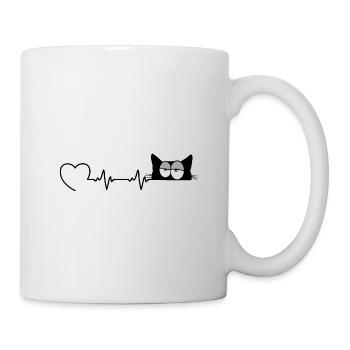 Chat ChatOn Miaou Chat Yeux Gueule de bois ECG Chats - Mug blanc - blanc - Droite