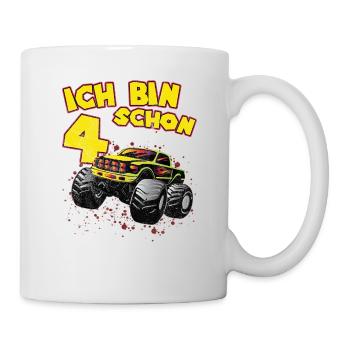 Oui je suis 4 camion d'anniversaire cadeau monstre - Mug blanc - blanc - Droite