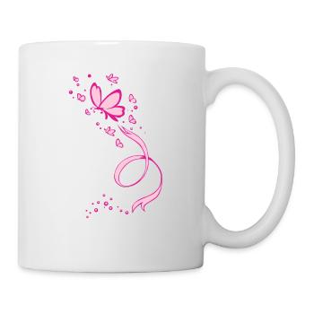 Pink Butterflies Ribbon Breast Cancer Awareness - Mug - white - Right