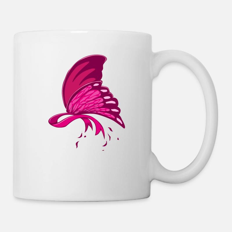 Sensibilisation au cancer du sein papillon rose - Mug blanc - blanc