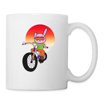 Lapin sur vélo lapin enfants enfants - Mug blanc - blanc - Droite