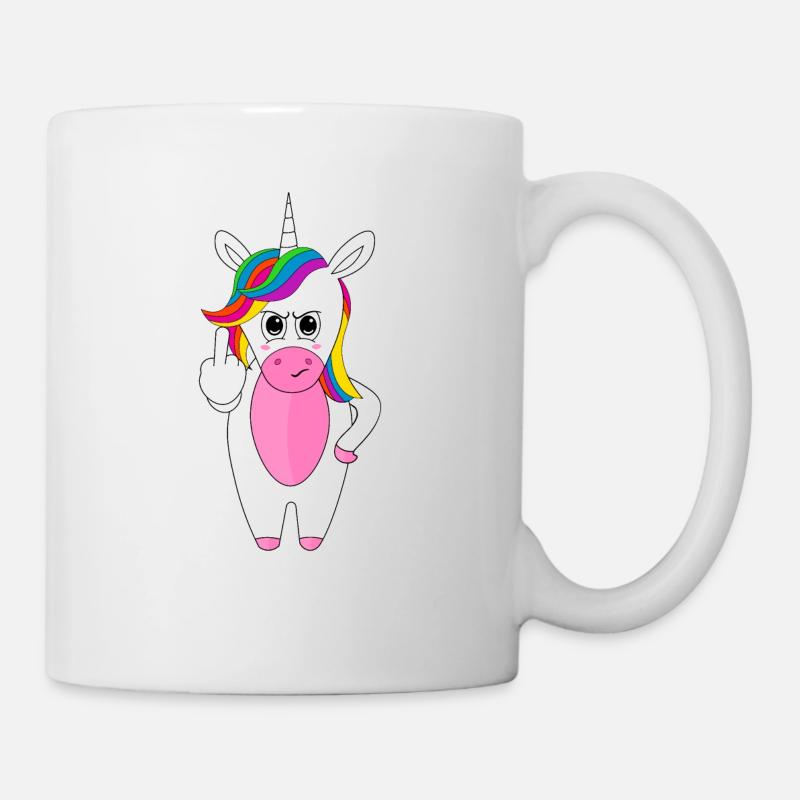Einhorn Mittelfinger Sauer Böse Ich Hasse Menschen - Tasse - Weiß