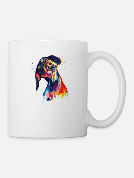 Hund Aquarell Bunt - Tasse - Weiß