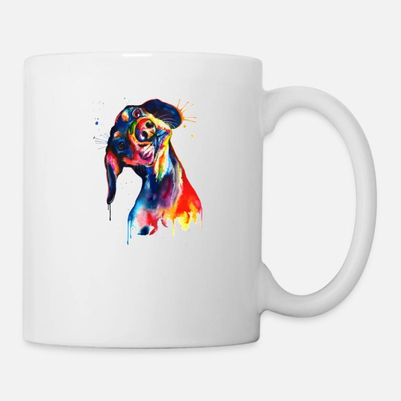Hund Aquarell Bunt - Tasse - Weiß