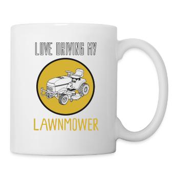 Rasenmäher Traktor mähen Gärtner Bauer Geschenk - Tasse - Weiß - Rechts