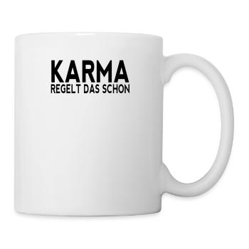 Karma regelt das schon black Geschenkidee Party - Tasse - Weiß - Rechts
