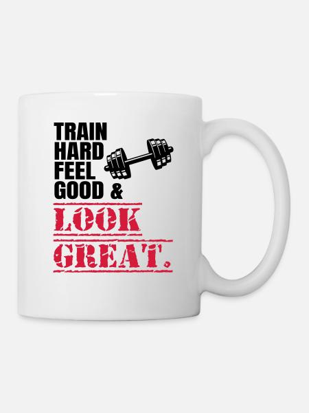Dumbbell Bodybuilding Fitness Weights Sport Muscle - Mug - white