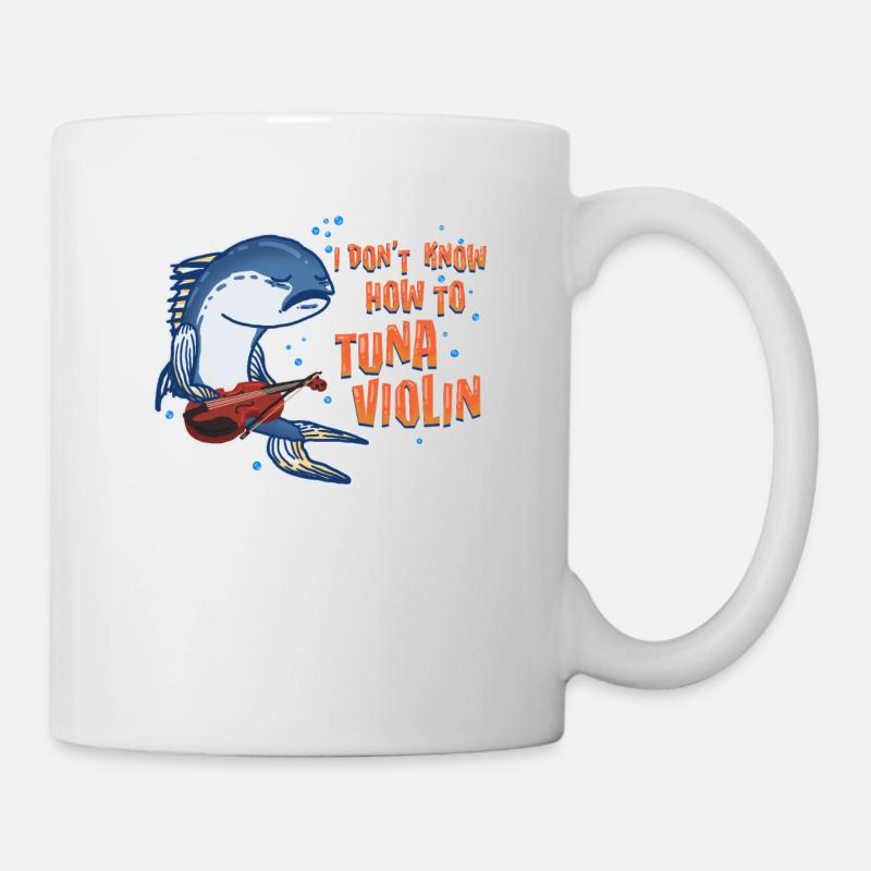 Tuna Violin Violin Wordplay Funny Gift - Mug - white