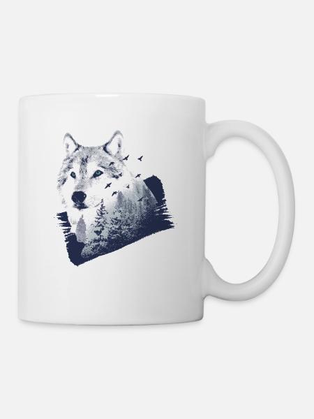 Wolf Tierschutz Waldtier Wolfsrudel Wald Geschenk - Tasse - Weiß