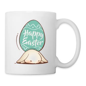 Doux lapin de Pâques avec oeuf coloré et lettrage - Mug blanc - blanc - Droite