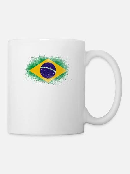 Drapeau brésilien cadeau du Brésil - Mug blanc - blanc
