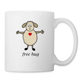 Free hug, Schaf, Herz - Tasse - Weiß - Rechts