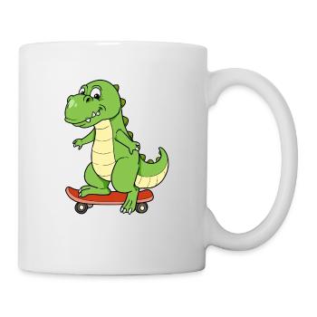 Dino Dinosaurier Skateboard T-Rex Skater Board - Tasse - Weiß - Rechts