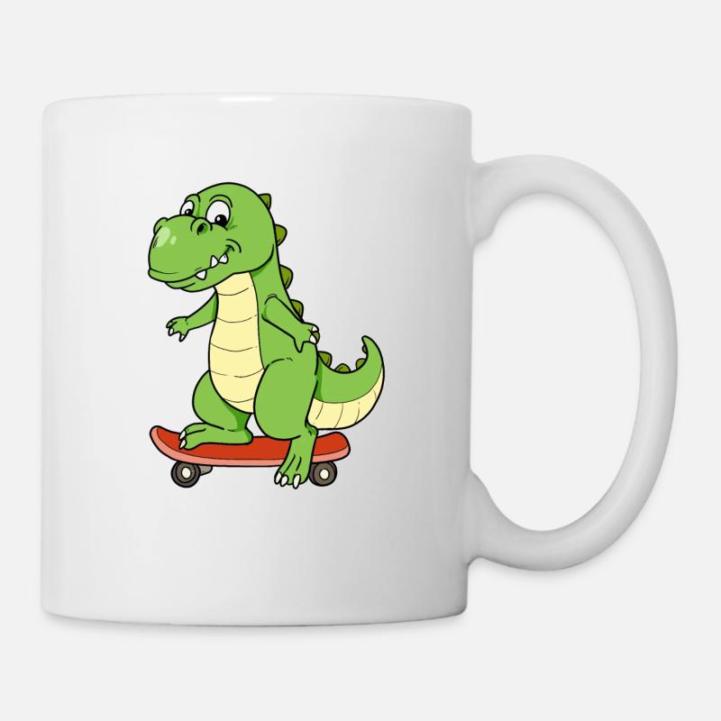 Dino Dinosaurier Skateboard T-Rex Skater Board - Tasse - Weiß