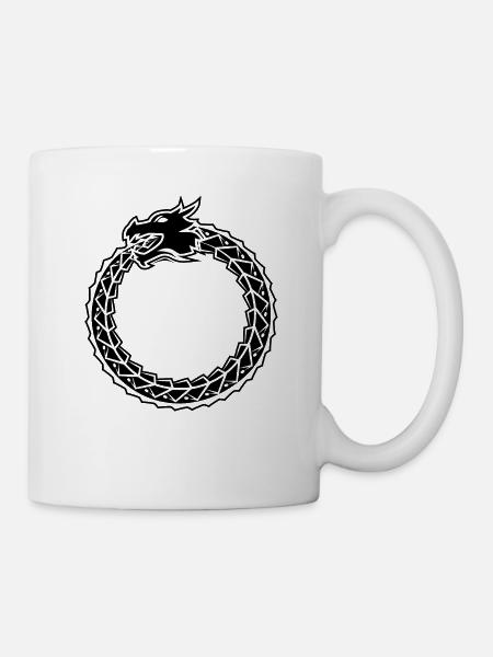 Symbole d'image de serpent d'Ouroboros Dragon de l'Egypte ancienne - Mug blanc - blanc