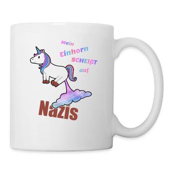 Contre les nazis T-shirt anti-racisme Licorne - Mug blanc - blanc - Droite