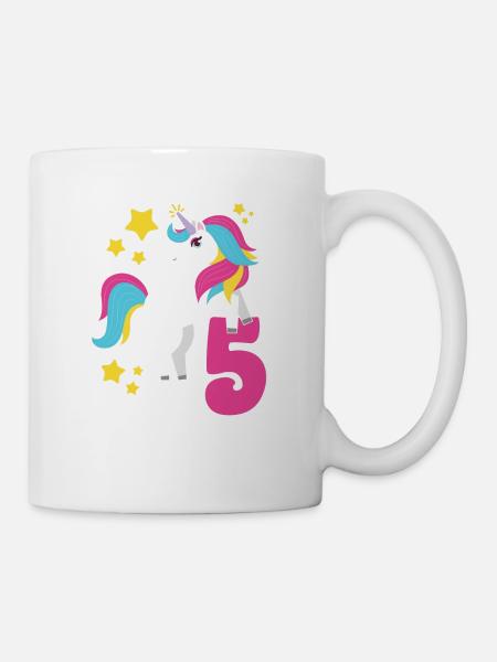 5. Geburtstag Einhorn Ich Bin Schon 5 Geschenk - Tasse - Weiß
