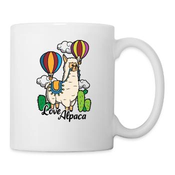 Amour Alpaga Amour Alpaga Lama Montgolfière - Mug blanc - blanc - Droite