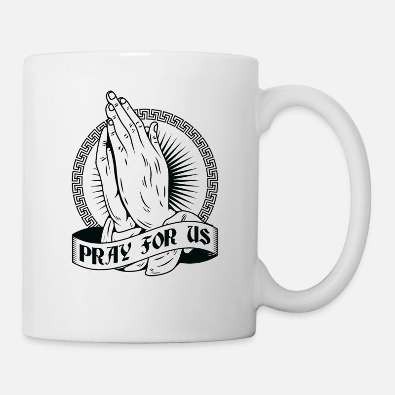 Mains en prière Priez pour nous Mains en prière Dieu priez - Mug blanc - blanc