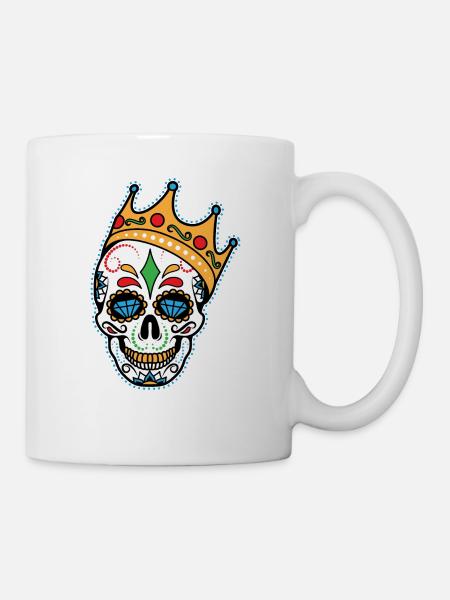 BIG Sugar Skull Old School Rap Rapper Hip Hop - Mug - white