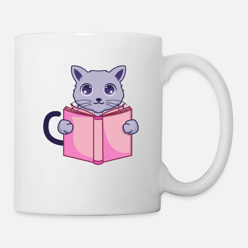 livre chat - Mug blanc - blanc