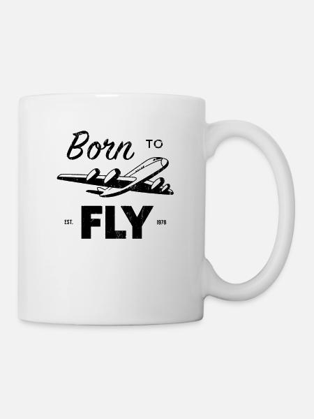 Maillot né pour voler, avion pilote - Mug blanc - blanc