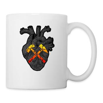 Der Herzschlag des Kumpels mit Schlägel & Eisen - Tasse - Weiß - Rechts
