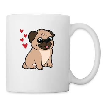 kleiner süßer Baby Pug Mops - Tasse - Weiß - Rechts