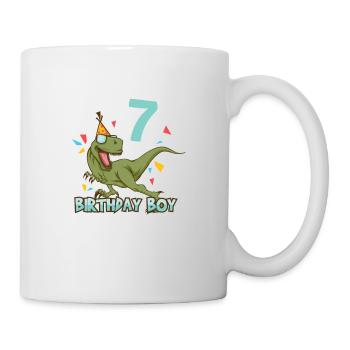 7 Geburtstag Kindergeburtstag Sieben 7. Dino - Tasse - Weiß - Rechts