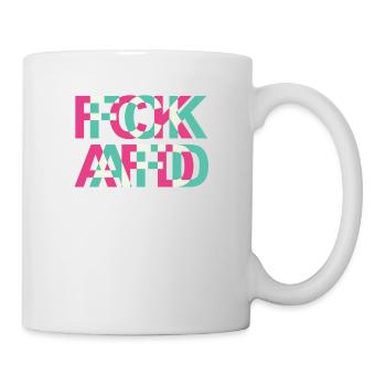 FCK AFD NZS Gegen Rassismus Faschismuss Glitch - Tasse - Weiß - Rechts